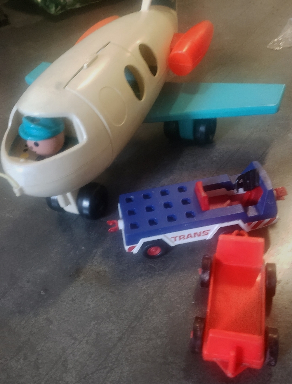 ✈️ Vintage 1970-72 Fisher-Price Little People Jet Airliner #462 + 2 Bonus (3PC.)